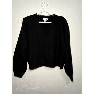 H&M‎ black wool blend v neck comfy cozycore versatile minimalist sweater small